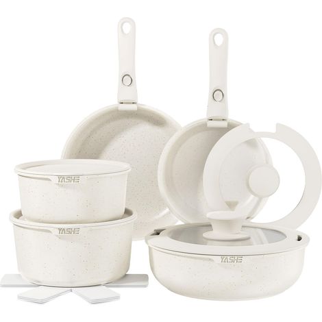 Batterie de Cuisine Induction Antiadhésive - Blanc, 15 Pièces (1/5)