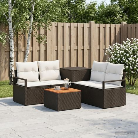 vidaXL Ensemble de Canapés 6 pc Noir et blanc crème (1/5)