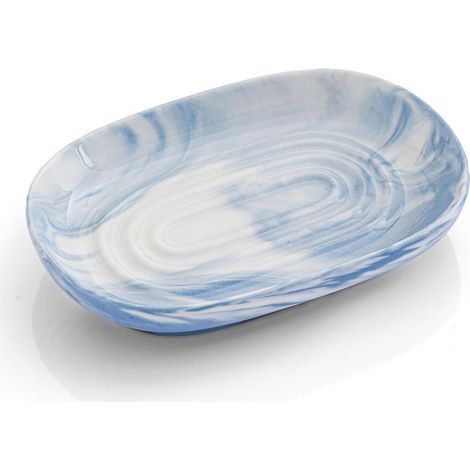 Porte-savon en céramique exquis, fabriqué à la main, décoratif, avec une texture marbrée unique. (1/5)