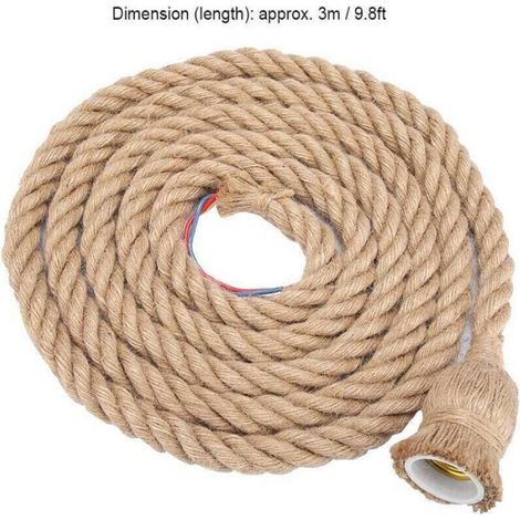 Suspension En Corde De Chanvre - Longueur 3 M - Douille E27 - Tension 85-265 V - 387 G (1/4)