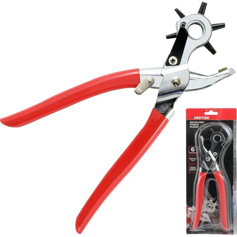 Dekton Hole Making Revolving Punch Pliers For Leather Belts Rubber Tool 6 Sizes