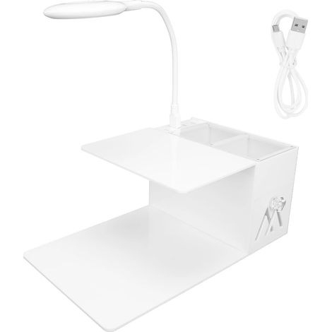 Présentoir de maquillage en acrylique à lumière bleue, miroir de maquillage LED, coussin, outil d'extension de cils (1/5)
