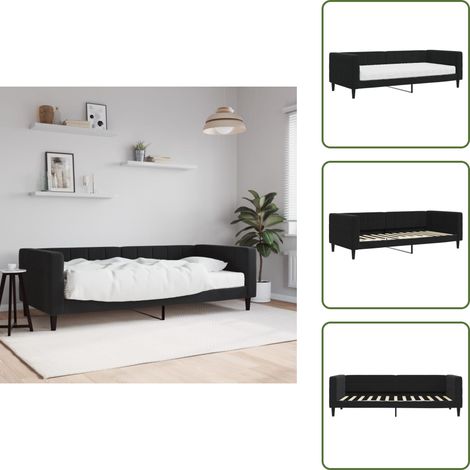 Sofá cama negro - vidaXL Sofá cama con colchón terciopelo negro 90x200 cm - Sofá cama moderno
