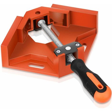 90 Degree Right Angle Pliers, Aluminium Alloy 90 Degree Angle Pliers with Oscillating Jaw for Carpentry Welding & Woodworking, Right Angle Corner Clamp – Orange (1/5)
