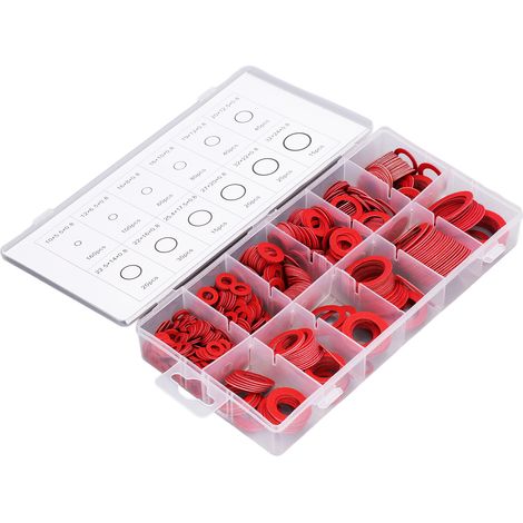 Packung mit 600 verschiedenen Unterlegscheiben, Dichtungsringen aus legiertem Stahl und Papierfasern, verschiedene Größen (1/5)