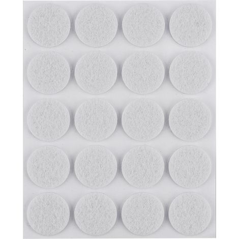 Almohadillas redondas autoadhesivas de fieltro, blancas, de 20 mm, 20 unidades. (1/5)