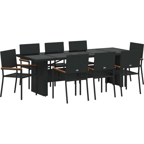 Maison Exclusive - Set da Pranzo per Giardino 9 pcs Nero polyrattan