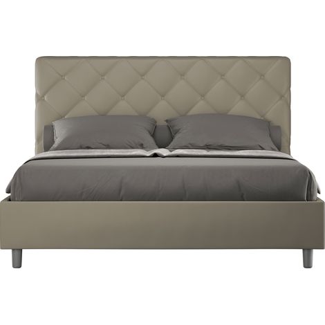 Letto matrimoniale contenitore doppia alzata imbottito 160x200 similpelle cappuccino Priya (1/5)