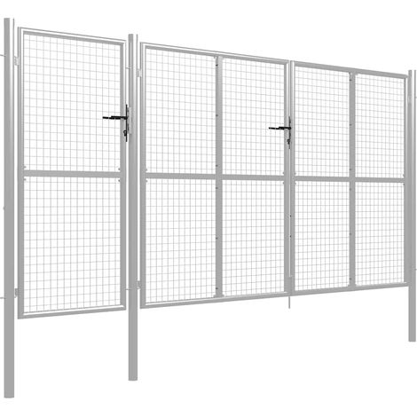 Maison Exclusive - Gartentor aus Stahl 400 x 150 cm Silber