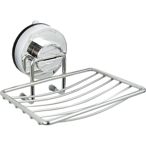 Porte-savon mural, acier inoxydable résistant à la rouille avec ventouse porte-savon fixation à vis sous vide sans perçage douche de salle de bain, cuisine (1/5)