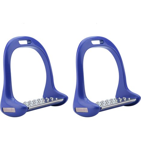 Étrier d'équitation en acier inoxydable antidérapant, selle en aluminium peinte en bleu (1/5)