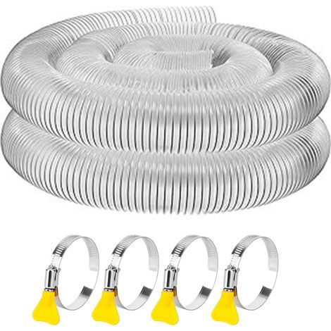 PVC-Staubabsaugschlauch 6,35 cm x 3 m, flexibel, langlebig, mit 4 Klemmen und Stahlspirale (6,35 cm x 3 m)