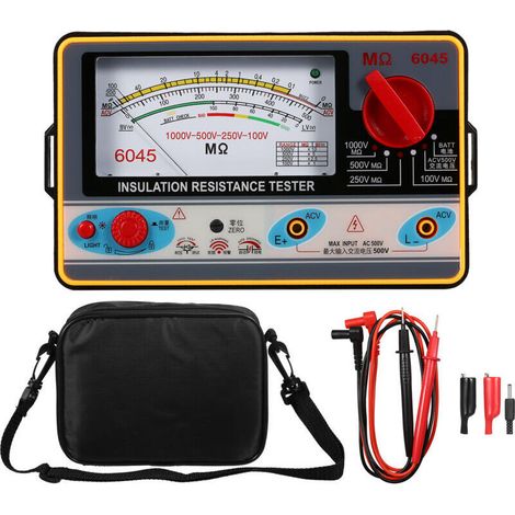 Testeur de Résistance d'Isolation 1000V 2000 MΩ, Mégohmmètre Numérique Testeur d'Isolation Gamme Automatique