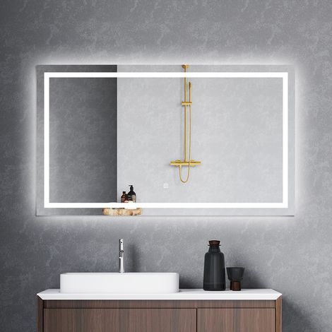 Biubiubath Illuminated Bathroom Mirror with LED Light 1200x700mm Bathroom LED Mirror with 5 Lighting Modes Demister (1/5)