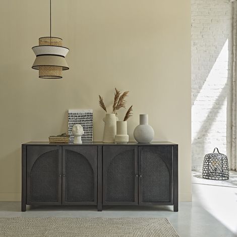 Buffet en manguier massif et cannage 175 cm (1/5)