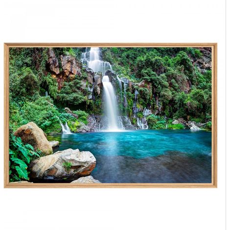 Tableau mural mat encadré cascade 65x97 cm - Tableau Mural Décoratif - Image Encadrée Imprimée en HD - Impression 65x97 cm sur Fibres de Bois FSC - Finition Mate - Fabriqué en France (1/5)