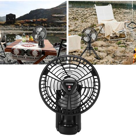 Ventilateur trépied pliable avec lanterne LED, chargement USB, rotation à 180 degrés, ventilateur de tente pliable portable avec 3 modes de placement (1/5)