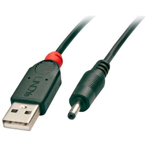 Cable adaptador USB A macho - DC 3,5/1,35 mm macho, Lindy, 70266