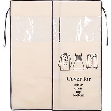 Housse anti-poussière pour vêtements - Housse à vêtements - Sac à vêtements - Housse anti-poussière pour manteaux - Housse anti-poussière pour costumes - Tissu non tissé - Beige - 120×120 cm Blanc cas (1/5)