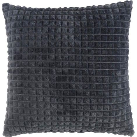 Coussin Déco en Flanelle "Quincy" 40x40cm Anthracite