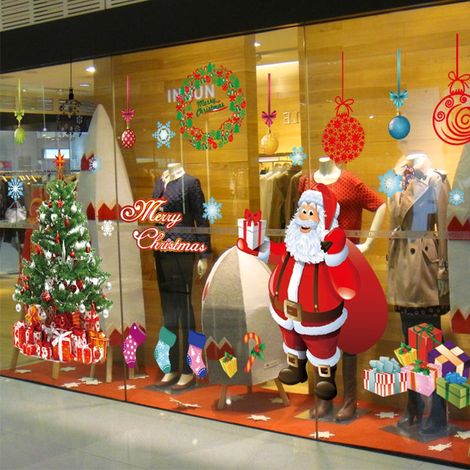 Stickers Muraux décoration adhésifs Père Noël, sapin et boules de Noël (1/5)