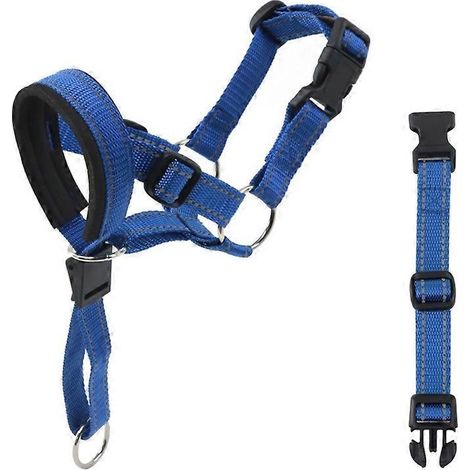 Nylon-Hundemaulkorb, sicherer Trainingsschutz, Anti-Beiß-Geschirr für aggressive Hunde, Größe L, blau.