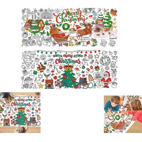 Weihnachtsdekoration: Ausmal-Tischdecke aus Papier, großes Format für Kinder, Weihnachtsgeschenk-Idee