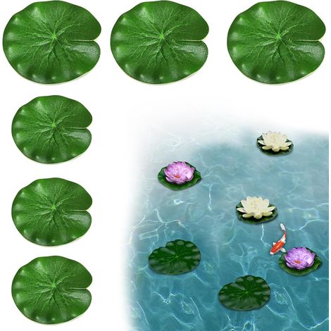 Lot de 6 Feuilles de nénuphar, Feuille artificielle EVA, Flottante réaliste, Pour étang, aquarium, jardin (1/5)