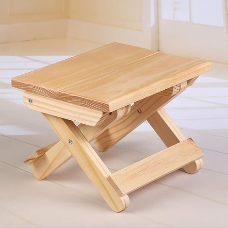 Marchepied pliable en bois massif, tabouret en bois pour enfants, tabouret portable pour la cuisine, la chambre, le salon, la salle de bain, le jardin, le camping (1/5)