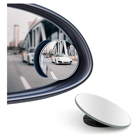 2pcs Car Motorcycle 360° Adjustable Convex Mirror for Blind Spot, Accompanied Driving, Truck/SUV (Indoor/Outdoor Frameless) (1/5)