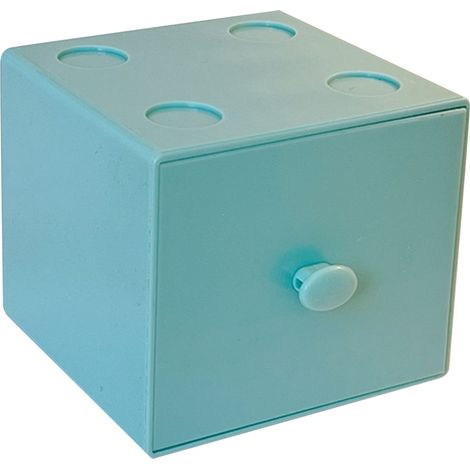 Desktop Storage Box Plastic Stackable Square Desk Organizer with Drawer for Home Paper Clips Office Supply Accessory Blue