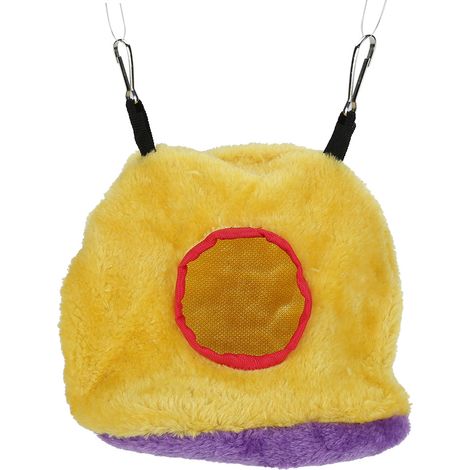 Nid de perroquet coupe-vent chaud en peluche hamac suspendu balançoire lit grotte pour animal de compagnie oiseau jaune M (1/5)