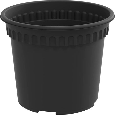 Lot de 24 pots de fleurs ronds design moderne intérieur extérieur 12,5 x 12,5 x 10 cm en plastique noir (1/5)