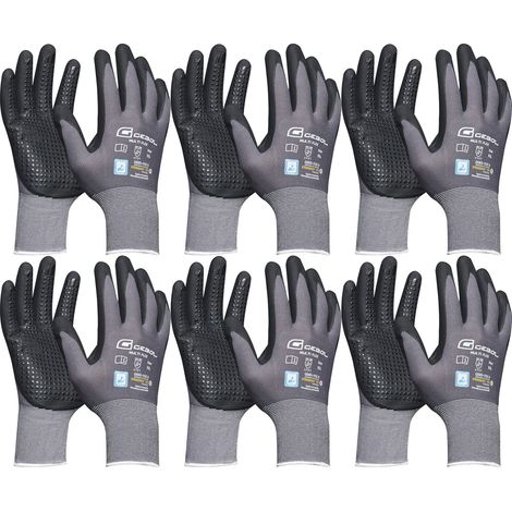 vasalat Handschuhe mit Noppen - Montagehandschuhe Gr 7 - Gebol Arbeitshandschuhe Multiflex robust und atmungsaktiv - 6 Paar