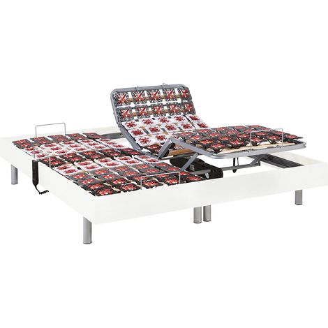 Sommier électrique de relaxation déco 2x48 plots - 2 x 70 x 190 cm - Blanc - NAFURI de YSMÉE