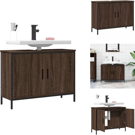 Armoire lavabo de salle de bain chêne marron 80x30x60 cm - Meuble Lavabo - Armoire Salle De Bain - Placard Lavabo - Meuble Salle De Bain - Rangement Salle De Bain (1/5)