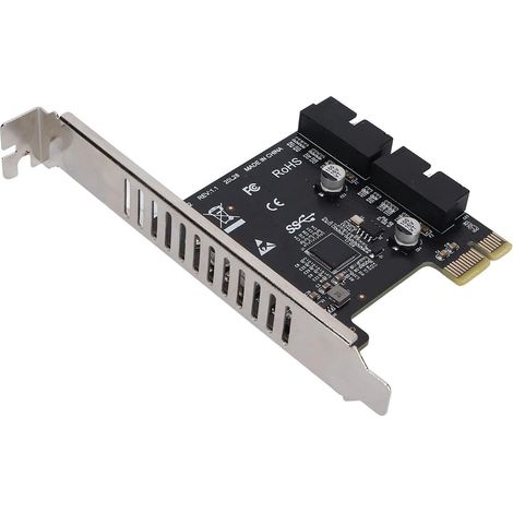 Carte Riser PCIE vers USB3.0, Carte D'extension PCIE vers USB3.0 de Bureau PH62, PCl-E X1 Compatible avec L'interface D'entrée X4/X8/X16, pour Système de la Série Win(ph62 Pleine Hauteur) (1/5)