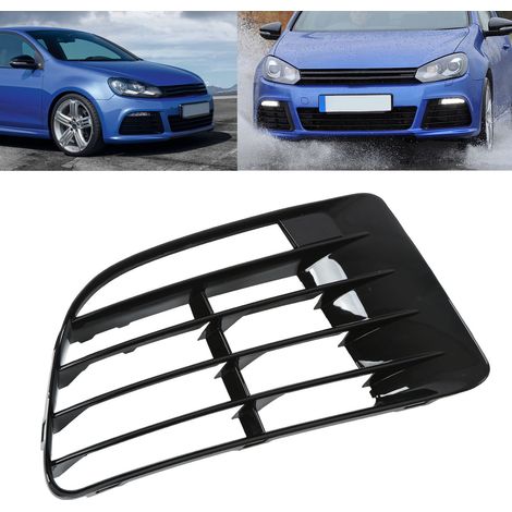 Ein schwarzer unterer Kühlergrilllüfter für die rechte vordere Stoßstange 5K0853666E, eine Nebelscheinwerferblende und eine Nebelscheinwerferabdeckung, passend für den Volkswagen Golf MK6 R 2009-2013. (1/5)