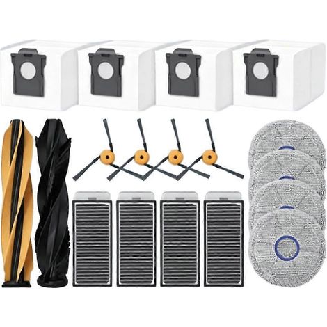 Pièces de rechange compatibles avec l'aspirateur Dreame L60 Pro Ultra : brosse principale, lingette de nettoyage, sac à poussière et filtre.