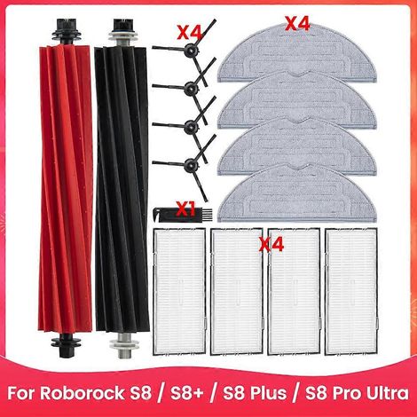 Filtre pour aspirateur brosse pour aspirateur Filtre de brosse pour aspirateur filtre de Accessoires Roborock S8 / S8+ S8 Plus / S8 Pro Ultra Robot Aspirateur Main Side Brosse HEPA Filtre Serpillière (1/5)