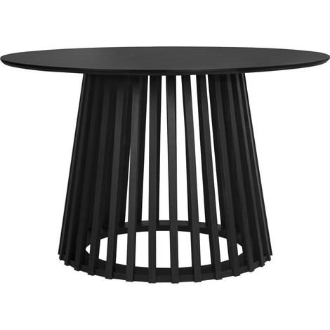 Table à manger effet bois noir. pieds bois de sapin 4 places Ø120cm