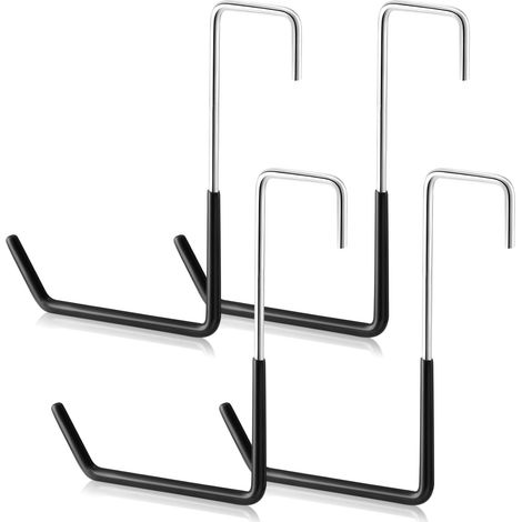 Lot de 4 crochets pour chevrons - Crochets de vélo lourds - Double crochet mural robuste - Grands crochets muraux en S à suspendre pour vélo, outils de jardin, échelle (1/5)