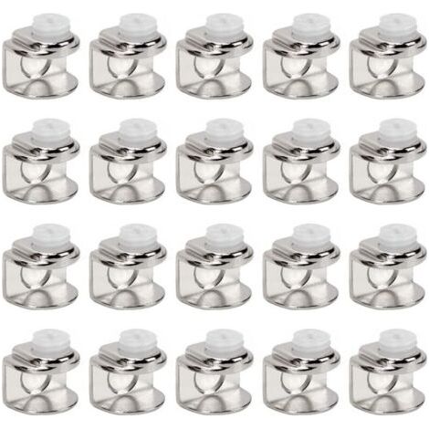 Pair Lot de 20 Pinces à Verre Réglables Support d'Étagère pour Verre de 4 à 9 mm d'Épaisseur, Fixation Murale avec Vis