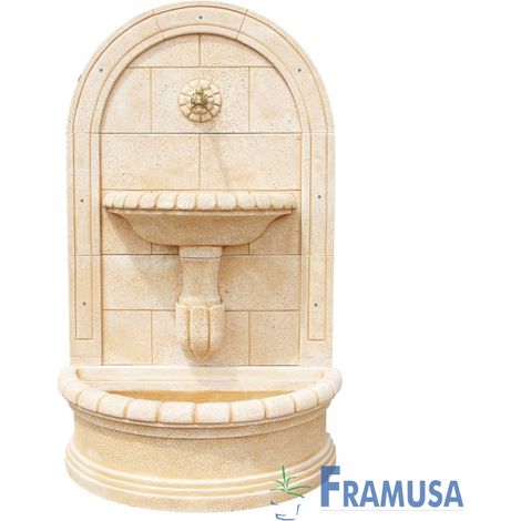 FUENTE DE PIEDRA ARTIFICIAL MURAL DE PARED BALUMA OCRE CON BOMBA PARA JARDIN