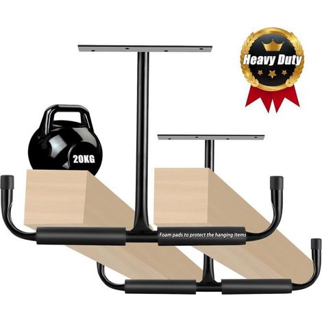 Wandhaken aus Eisen für die Garage – 2er-Set, schwarz, robuste Halterung für Fahrräder, Holz und Werkzeug – Hochfestes Aufhängesystem