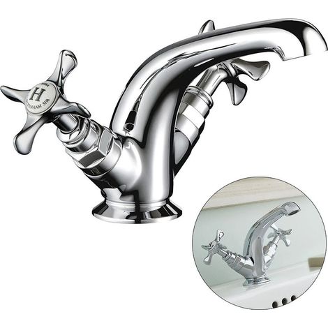 Mira Showers Victorian Virtue Monobloc Basin Tap Traditional Chrome Crosshead (1/4)
