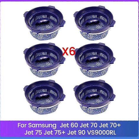 Lot de 6 filtres HEPA pour aspirateur balai Samsung Jet 60, Jet 70, Jet 70+, Jet 75, Jet 75+ et Jet 90 VS9000RL (voir photo, référence SZRH). (1/4)