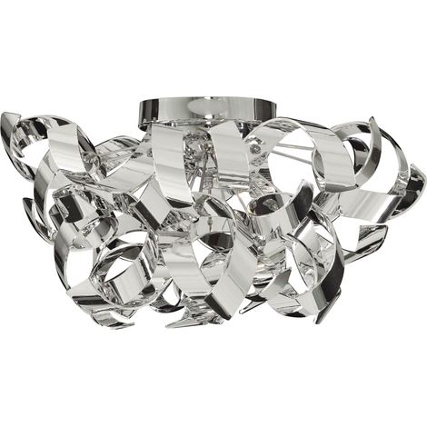 Plafonnier métal G9 45 cm de large chromé 3 lampes classique (1/4)