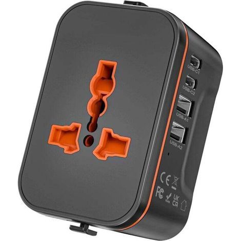 Universeller Reisesteckeradapter, universeller Reiseadapter mit 2 USB- und 2 USB-C-Anschlüssen (1/5)