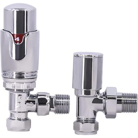 Warmehaus Thermostatic Radiator Valve 15mm TRV Angled Chrome